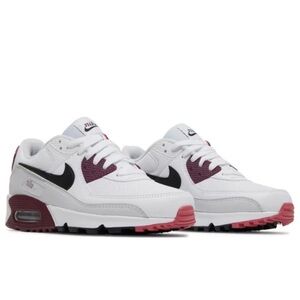 Nike White and Burgundy Max Air